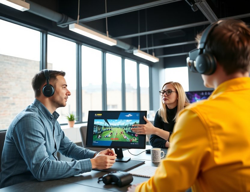 Team discussing AR/VR game development