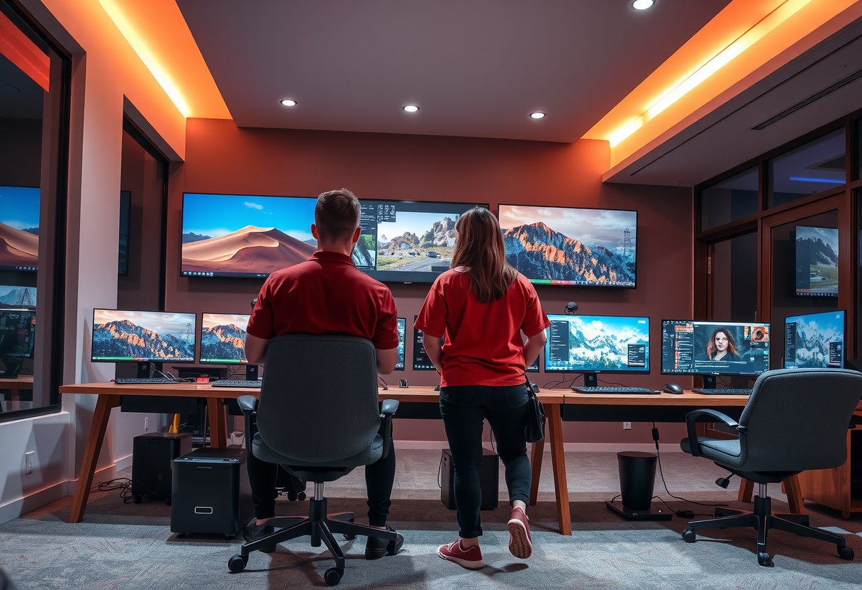 Game development office interior at Gamelunix