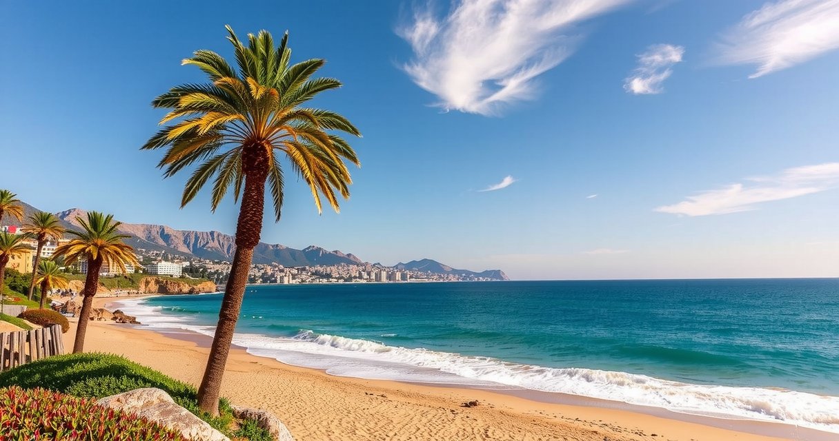 Vibrant beach scene in Málaga, Spain